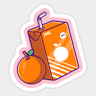 Orange Juice Box Cartoon Sticker